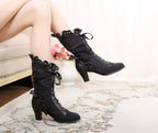 Meteorite's Wound - Winter Gothic Lolita Boots Dark Velvet Mid-Calf Heels - image 20