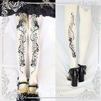 Gothic Lolita Bone and Rose Printed Pantyhose - image 5