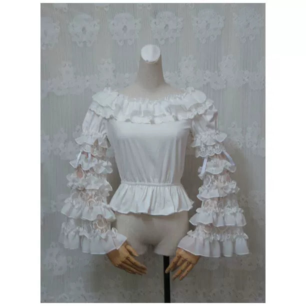 Elegant Lolita Hime Ruffled Chiffon Arm Sleeves - image 1