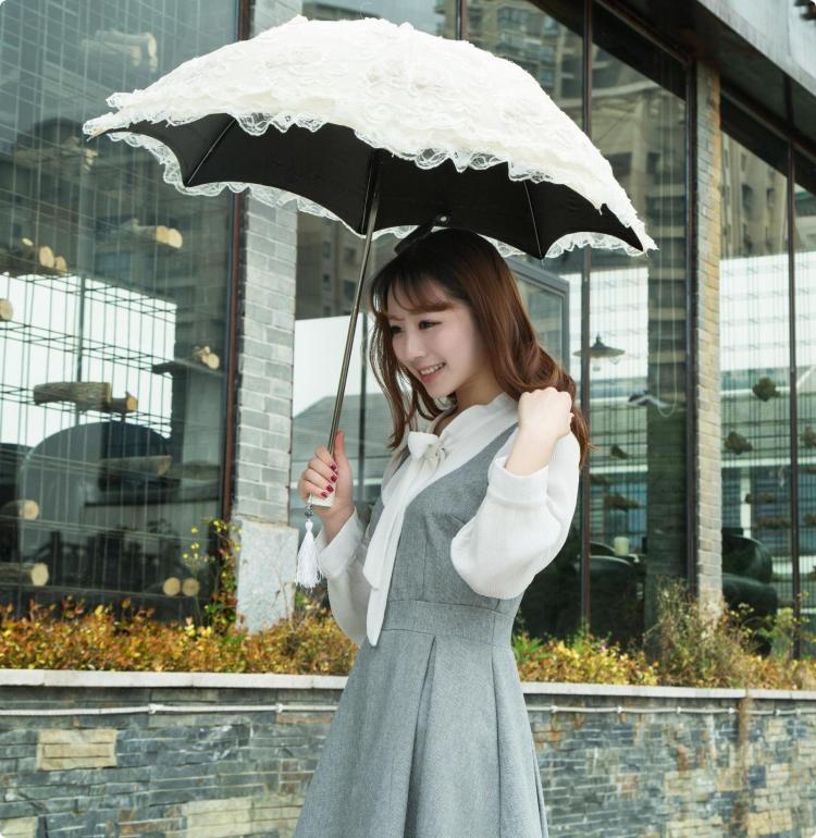 Foldable Lolita Parasol, Sunscreen Lace Flounce Multicolors - image 8