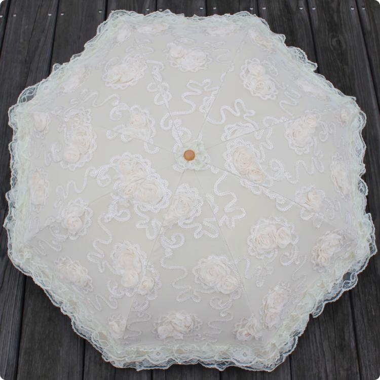Foldable Lolita Parasol, Sunscreen Lace Flounce Multicolors - image 2