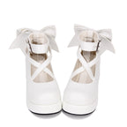Daily Lolita Leather Shoes Platform Medium Heel Big Bow Shoe - image 7