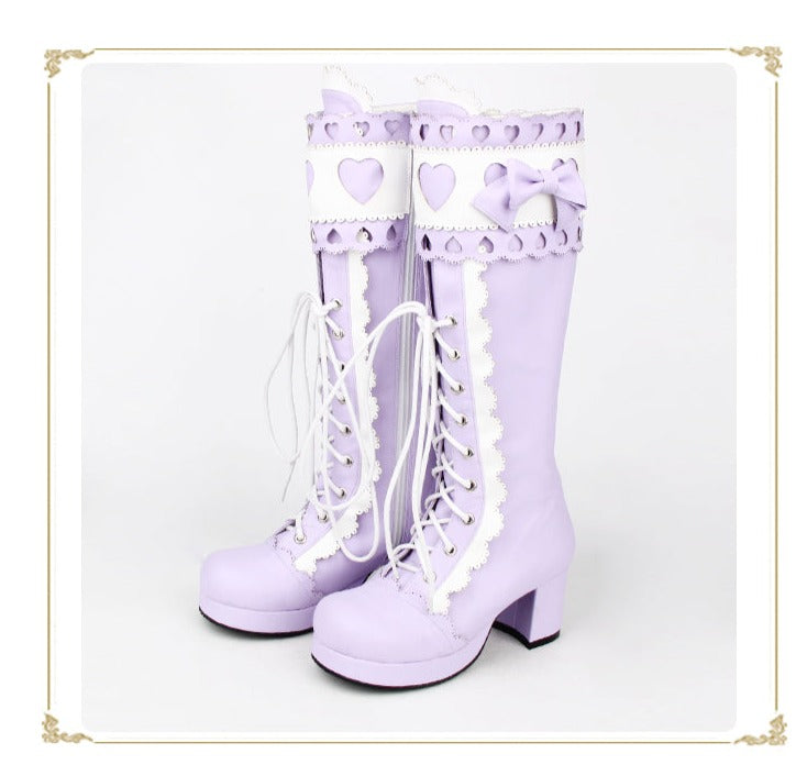 Sweet Multicolor Thick Heel Lolita Boots - image 3