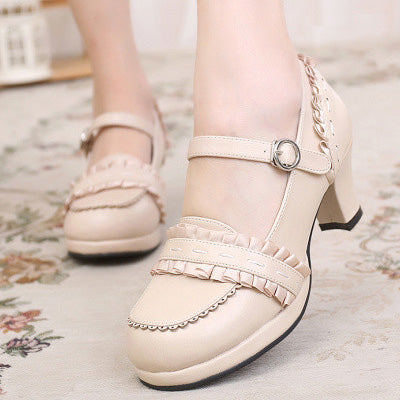 Sweet High-heeled Plain Color Lolita Shoes - image 15