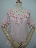 Square Collar Chiffon Lolita Loose Blouse - image 9