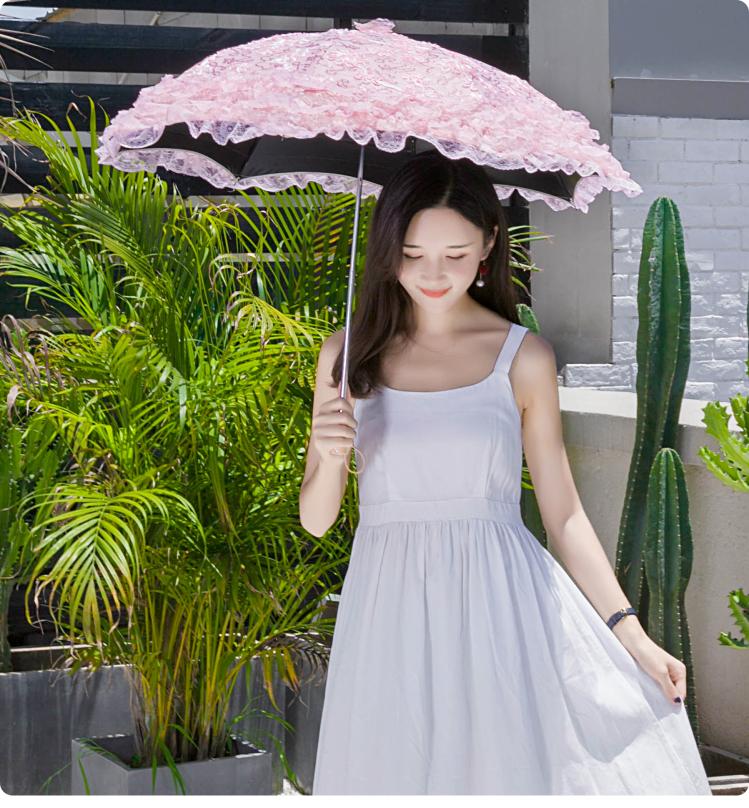 Foldable Princess Lolita Sequin Sun Parasol - image 8