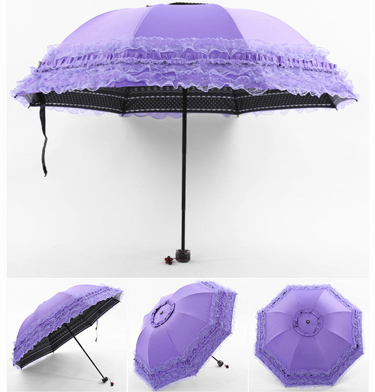 Princess Lolita Sunshade Parasol, Lace Ruffles - image 19