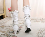 Meteorite's Wound - Winter Gothic Lolita Boots Dark Velvet Mid-Calf Heels - image 40
