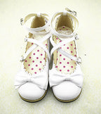 Lovely Lolita Low Heel Cross Strap Bow Tie Princess Shoes - image 9