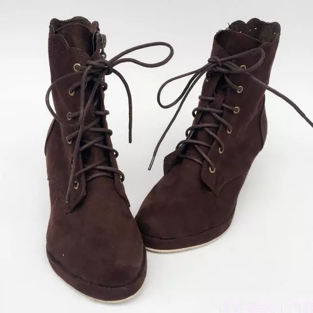 Retro Lolita Shoes High Heel Suede Shoes Petal Shaped Topline Customized - image 3
