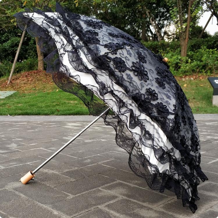 Foldable Princess Lolita Sequin Sun Parasol - image 4