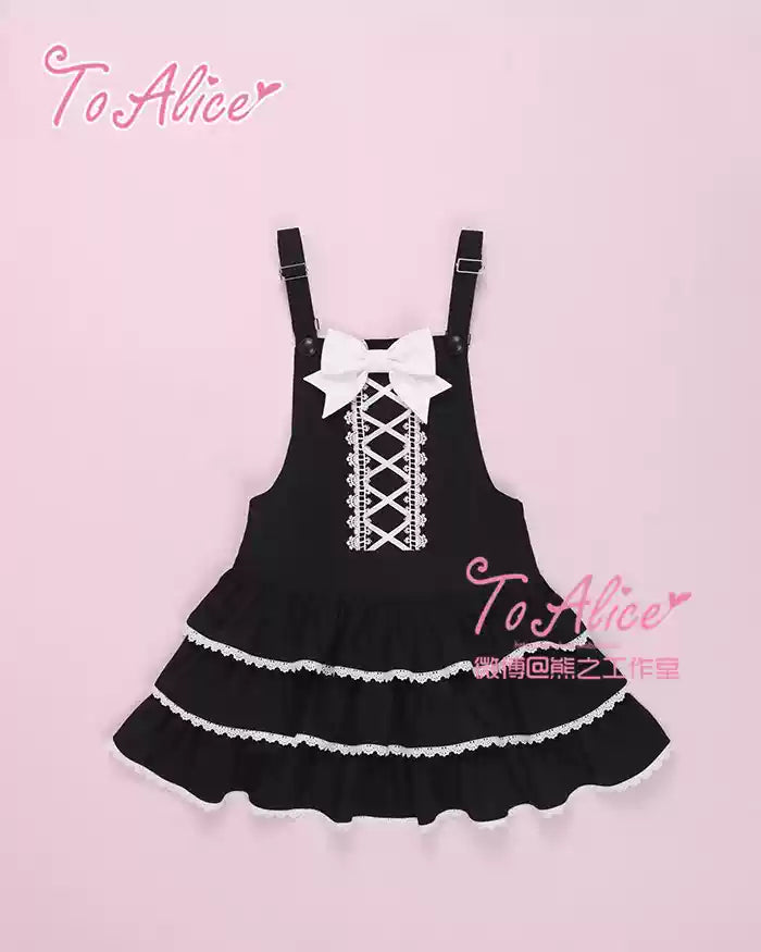 Old School Lolita Salopette Suit Tiered Dress - image 11