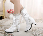 Meteorite's Wound - Winter Gothic Lolita Boots Dark Velvet Mid-Calf Heels - image 38