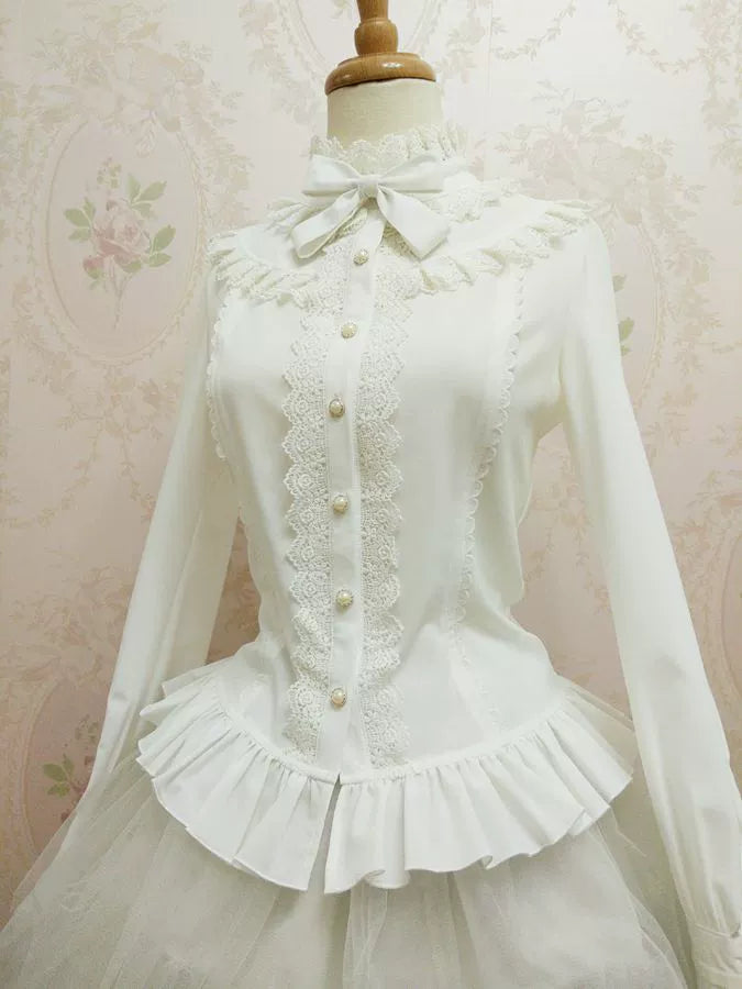 Yilia Lolita - Stand Collar Classic Lolita Blouse - image 1