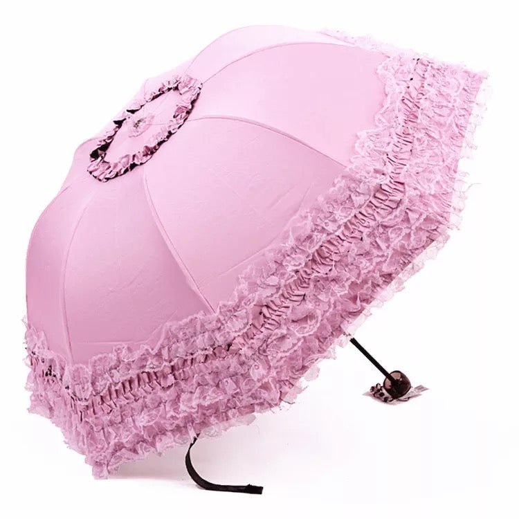 Princess Lolita Sunshade Parasol, Lace Ruffles - image 3