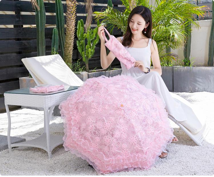 Foldable Princess Lolita Sequin Sun Parasol - image 6