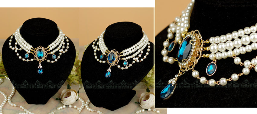 Lolita Pearl Necklace, Gemstone Pendant and Matching Ring Collection - image 22