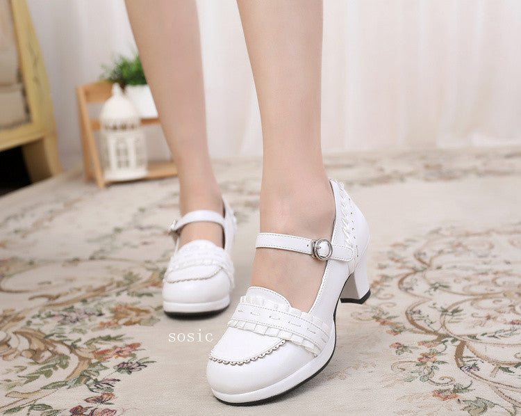 Sweet High-heeled Plain Color Lolita Shoes - image 8