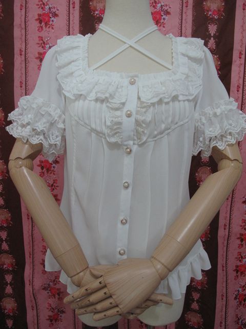 Square Collar Chiffon Lolita Loose Blouse - image 8
