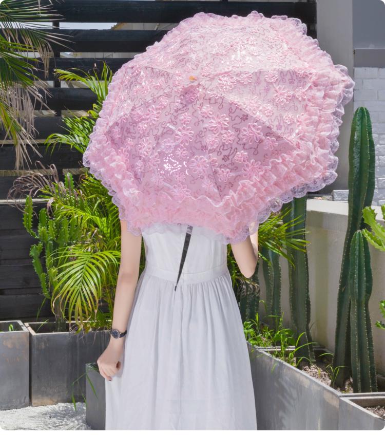 Foldable Princess Lolita Sequin Sun Parasol - image 10