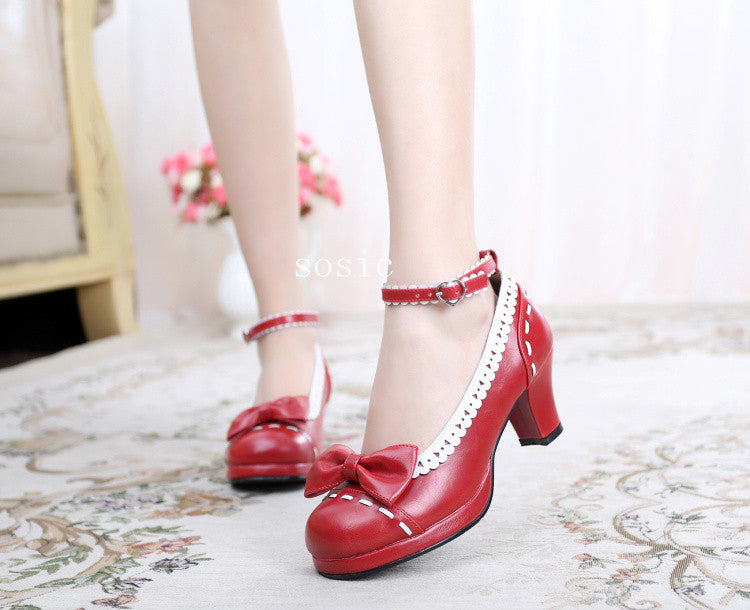 Shattered Star Steps - Sweet Lolita Cute Students Round Toe High Thick Heel - image 3