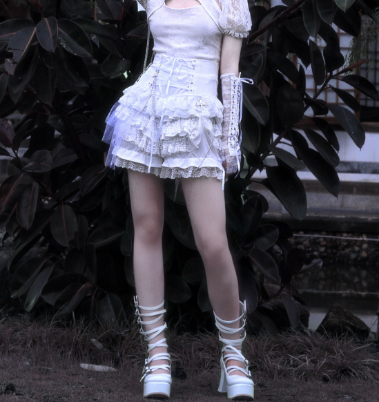 Gothic Punk Lolita Shorts and Tiered Lace Pantskirt - image 11