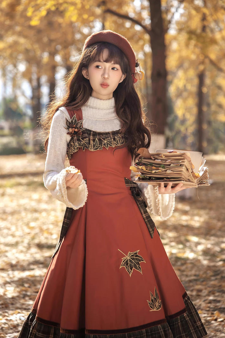Autumn Chronicles - Sweet Lolita JSK Dress in Red & Green - image 4
