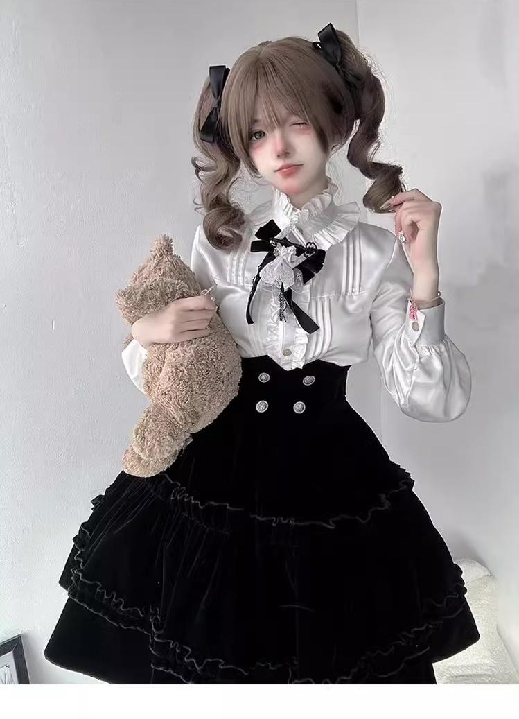 Erosion Heart F-Type - Ouji Lolita Suit Black Velvet Shorts and Skirt - image 21