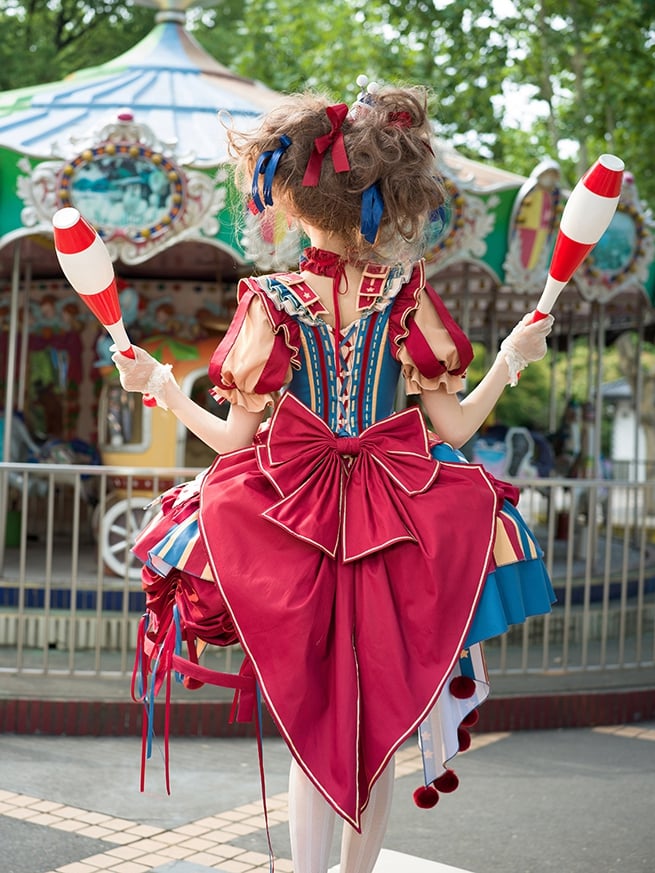 Bunny Circus Embroidery - Sweet Lolita JSK Dress and Detachable Puff Sleeves - image 5