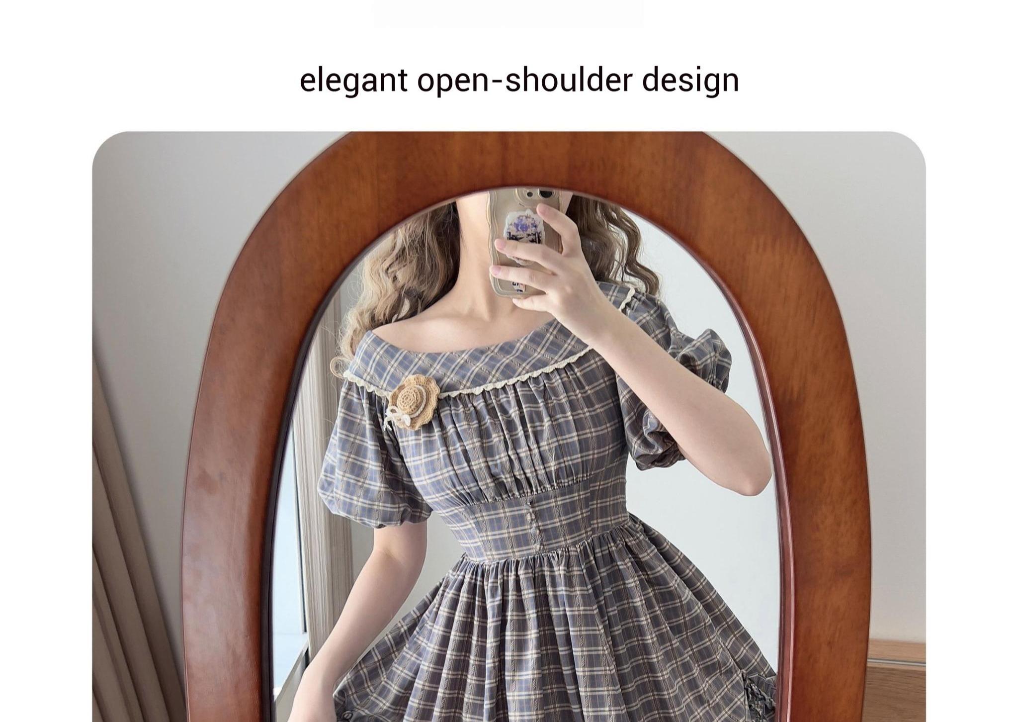 Forest Picnic - Classic Lolita OP Dress with Off-Shoulder and Lifting Hem - image 36