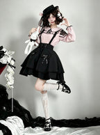 Rose Noir Peter Pan Collar Blouse with Lace Cutout Shoulders - AMAHAKAWA - image 6