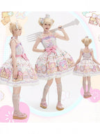 Adorable White Bear-Print Lace JSK with Ribbon Embellishments - Sweet Dream Shop - image 3