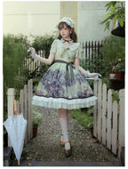 Grape Manor - Back Zipper Classic Lolita OP Dress, Bunny and Grape Print - image 8