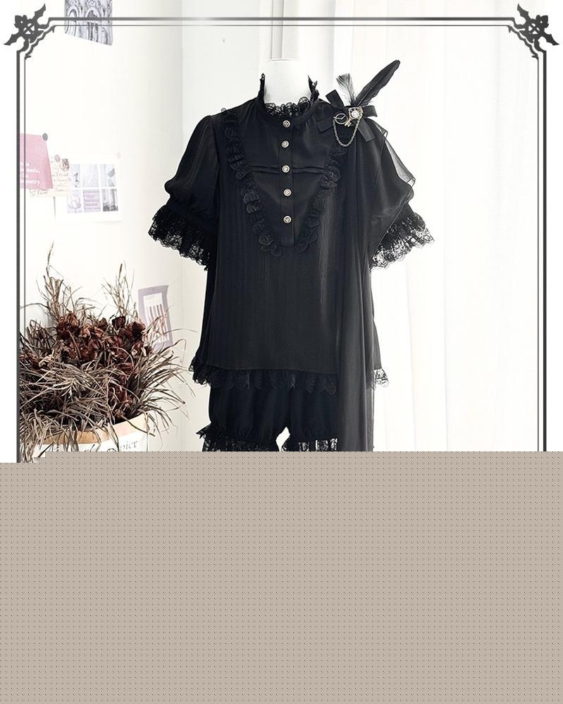Black Moonlight - Ouji Lolita Chiffon Shirt Outfit Collection - image 11
