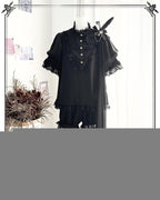 Black Moonlight - Ouji Lolita Chiffon Shirt Outfit Collection - image 11