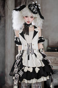 Black Candy Cane Stripe Circus Gothic Lolita Vest Skirt Full Set - image 3