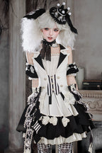 Black Candy Cane Stripe Circus Gothic Lolita Vest Skirt Full Set - image 3