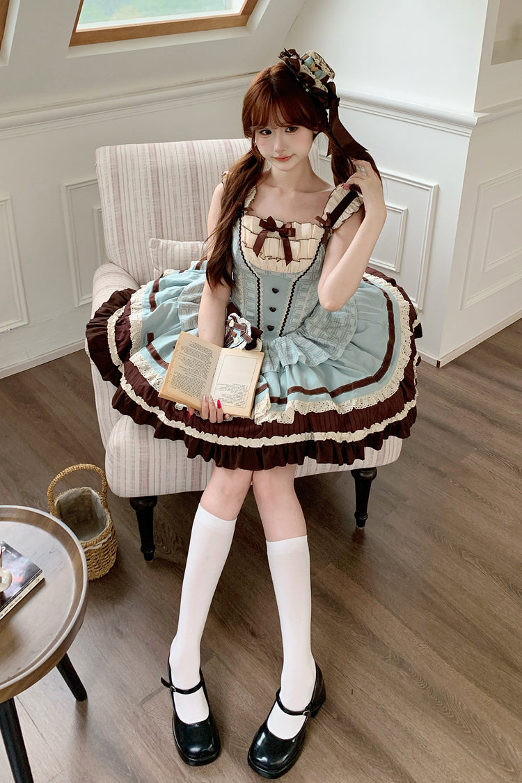 Mint Chocolate Sweet Lolita JSK Dress in Green and Brown - image 5