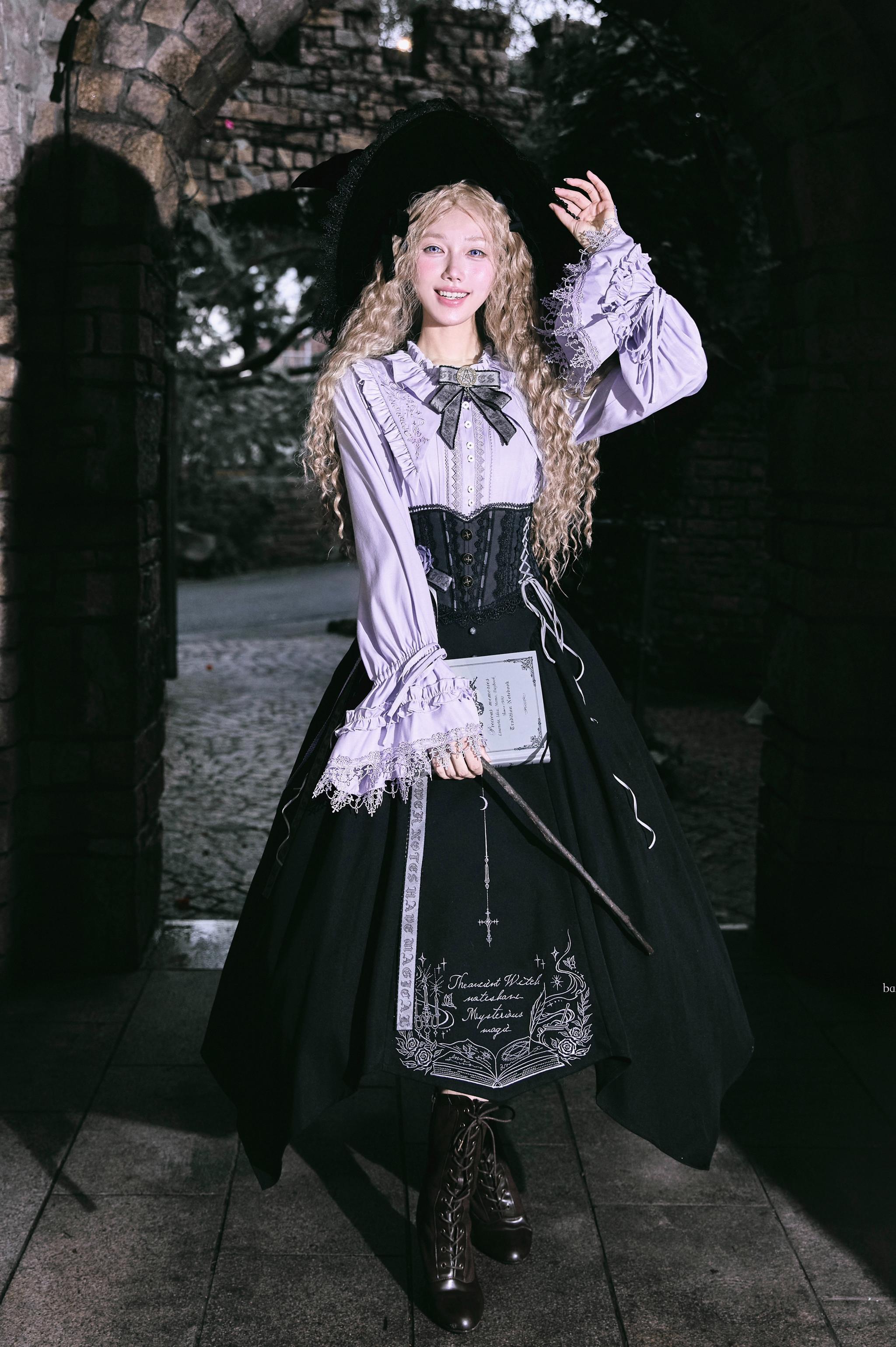 Witch Notes - Gothic Lolita Embroidered Dress Suit, Cross and Rose Print - image 22