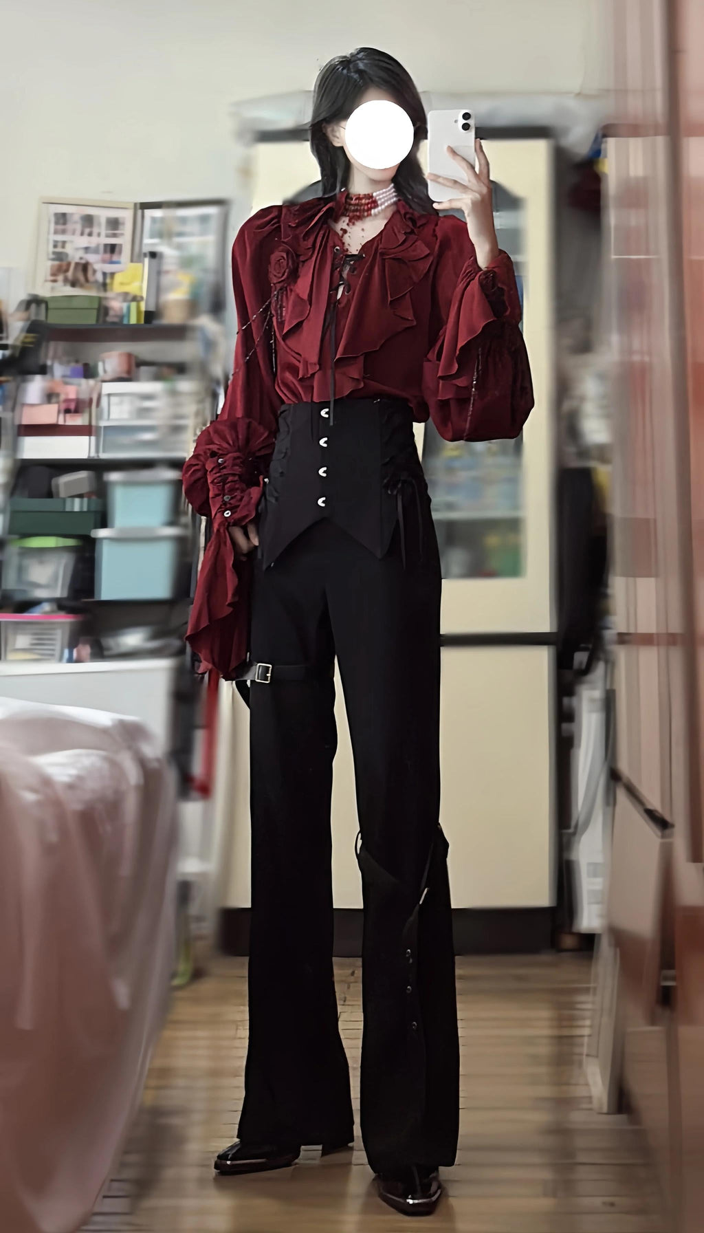Ouji Lolita V-Line Backless Blouse & Slight Flare Pants - image 19