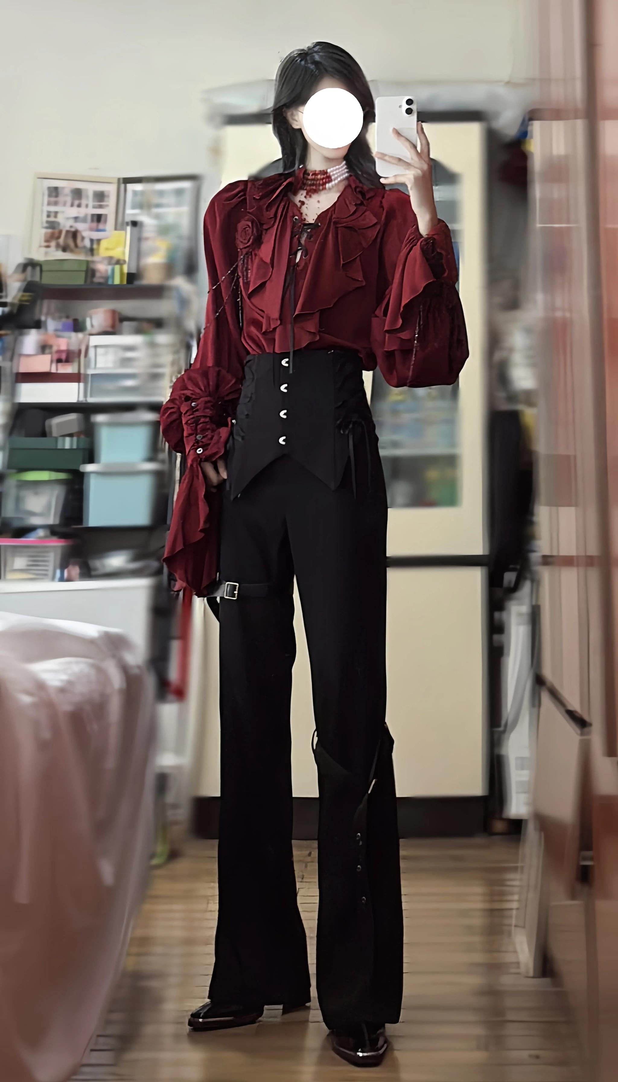 Ouji Lolita V-Line Backless Blouse & Slight Flare Pants - image 19