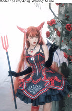 Dark Bat Motion - Gothic Lolita JSK Black Red Goth JSK Dress - image 6