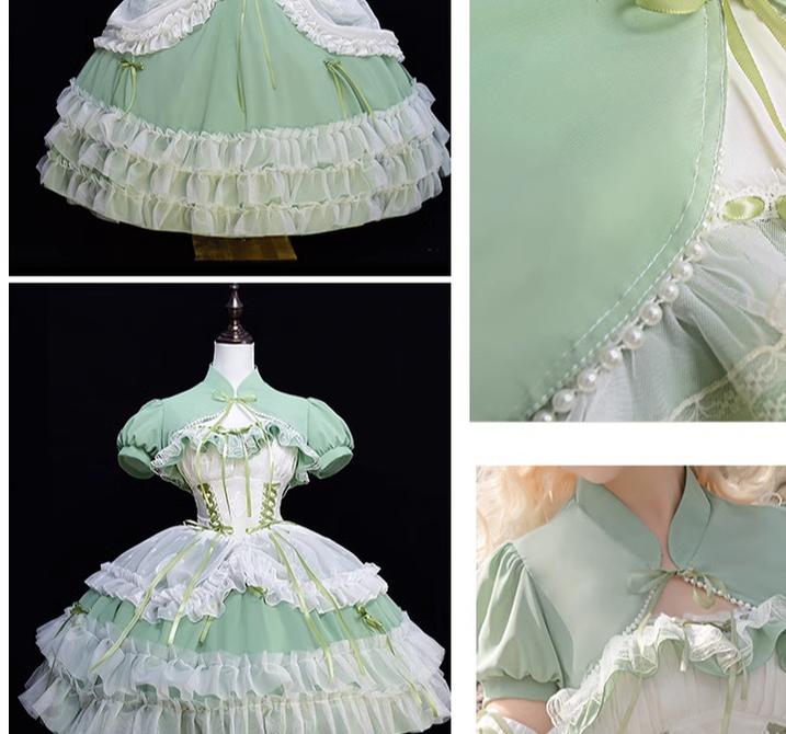 Toting Basil - Wedding Lolita Bolero, Necklace, Cuffs and Side Clip Collection - image 11