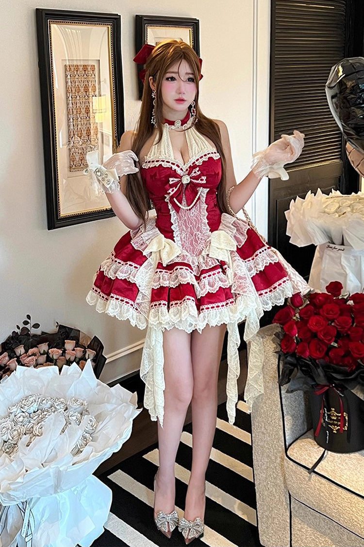 Beloved Young Lady - Sweet Lolita Halterneck Dress in Red - image 5