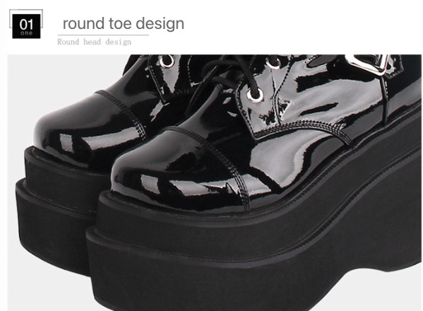 J-fashion Punk Lolita Classic Black High Boots - image 4