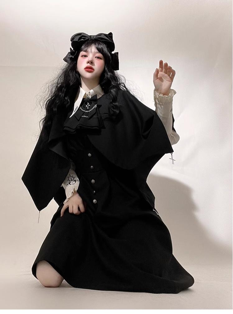 Night Raven Magic - Ouji Lolita Dress Set, Suspender Shorts & Cape - image 36