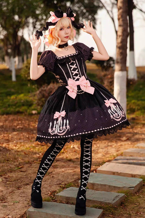 Chandelier - Sweet Lolita Short-Sleeve OP Dress in 4 Colors - image 1