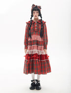 Vintage Lolita OP Dress Red Lolita Plaid Dress for Spring Summer - image 8
