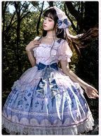 Romantic Floral Puff-Sleeve Dress with Lace Pearl and Overlay - image 1