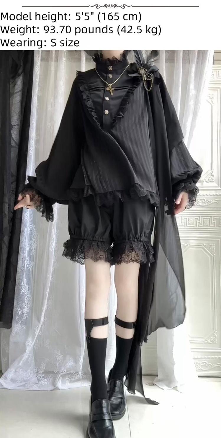 Black Moonlight - Ouji Lolita Chiffon Shirt Outfit Collection - image 5
